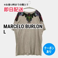 MARCELO BURLON Tシャツ/カットソー L グレー 無地 前面プリント バックプリント ミドル丈 半袖 Uネック メンズのサムネイル