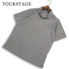 TOURSTAGE ツアーステージ ゴルフ 春夏★ 半袖 ロゴプリント ポロシャツ 大きいサイズ Sz.LL メンズ 灰 グレー
