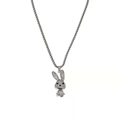 70cm Rabbit メンズネックレス レディースネックレス ヒップホップチタンスチールネックレス 長さ のペンダント ユニセックス