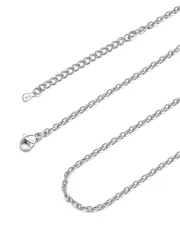 シルバー 幅2.5mm · ネックレスチェーンのみ レディース ステンレス 金属アレルギー対応 あずきチェーン 指輪用チェーン つけっぱなし 極細 2.5mm