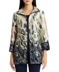 ミンウォン レディース アウター ジャケット・ブルゾン アニマル柄 プリント Ming Wang Abstract Animal Print Woven Jacket Warm Taupe Indig