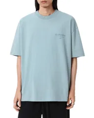 オールセインツ メンズ トップス Tシャツ ロゴ ALLSAINTS Oversized Xander Logo Tee Salton Blue ブルー