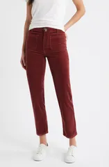 シティブルース レディース ボトムス デニムパンツ ストレート コーデュロイ CITY BLUESoho Patch Pocket Straight Leg Corduroy Pants WINE ワ