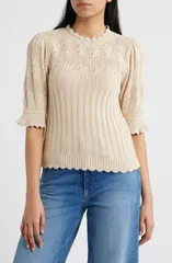 ウィットウィズダム レディース アウター ニット・セーター Wit Wisdomixed Stitch Elbow Sleeve Sweater DEEP MACADAMIA