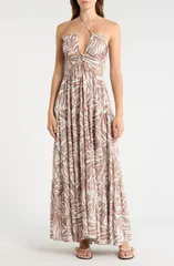 エラン レディース トップス ワンピース カットアウト マキシ Elan Cutout CoverUp Maxi Dress NEUTRAL BALI PRINT