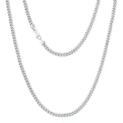 シルバー 46cm 幅4mm ネックレスチェーン 男女兼用 喜平 2面カット 幅4mm ステンレス316L 金属アレルギー対応 アクセサリー メンズ/レディース用 46cm