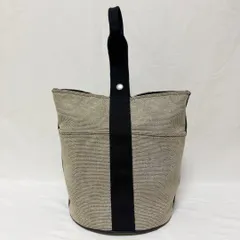 HERMES エルメス サクソーMM ハンドバッグ トワルアッシュ ベージュ ブラック