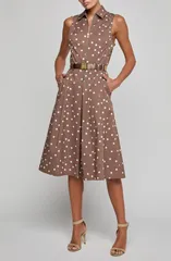 ラジャンス レディース トップス ワンピース ドット柄 ドット シャツ LAGENCE Kylo Polka Dot Belted Shirtdress Cardamom Ecru Polka Dot