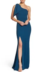 ドレスザポプレーション レディース トップス ワンピース クレープ ワンショルダー Dress the Population Georgina OneShoulder Crepe Gown Peaco