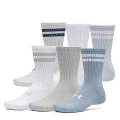 アンダーアーマー メンズ アンダーウェア 靴下 Under Armour Ua Essential 6pk Crew Sock Unisex Adults Gray Blue グレー