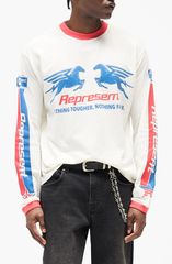 リプレゼント メンズ トップス Tシャツ コットン グラフィック Represent Long Sleeve Cotton Graphic TShirt Flat White ホワイト