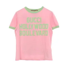 グッチ GUCCI 半袖Tシャツ Hollywood プリント クロップド リンガー 695816 コットン Tシャツ レディース Used A