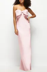 アルフレッド レディース トップス ワンピース サテン ストラップレス Alfred Sung Bow Detail Straplessatin Twill Column Gown Ballet Pi