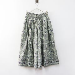 2024SS  マーブルシュッド marble SUD  raspberry ハカマPants イージーワイドパンツ グレー∥ラズベリー 総柄【2400015138893】