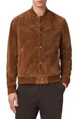 オールセインツ メンズ アウター ジャケット・ブルゾン スエード AllSaintstafford Suede Bomber Jacket Hickory Brown ブラウン