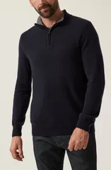 ３４ヘリテージ メンズ アウター パーカー・スウェット ハーフジップ ウール セーター シルク 34 Heritage Cashmere Silk Wool Quarter Zip Sweater D