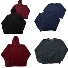 古着卸 まとめ売り 無地 スウェット 6枚セット ( メンズ XL/2XL ) フルーツオブザルーム フーディー フルジップ 中古 古着 NG5192