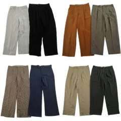 古着卸 まとめ売り スラックス 8枚セット ( メンズ 36 ) ２タック ベージュ ネイビー 総柄 中古 古着 NG5214