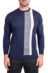 マセオ メンズ アウター パーカー・スウェット セーター カラーブロック ニット Maceoo Knitted Passion Colorblock Sweater Blue ブルー