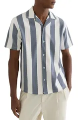 レイス メンズ トップス シャツ Reiss Dexter Stripe Camp Shirt Airforce Blue O ブルー