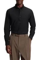 ボス メンズ トップス シャツ スリムフィット コットン ダウン BOSS Roan Slim Fit Solid Cotton ButtonDown Shirt Black ブラック