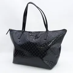 Kate Spade / ケイトスペード ◆トートバッグ/パテントレザー/ロゴ柄/ファスナー/ブラック 【バッグ/バック/BAG/鞄/カバン】 【中古】