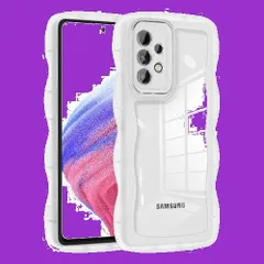 特価商品　(SC-53C 滑り止め / 耐衝撃 SCG15) 軽量 薄型 スマホケース 透明 ワイヤレス充電対応 可愛い 韓国 ストラップホール付き おしゃれ ギャラクシーA53 ウェーブ カバー ケース ケース 6.5インチ TPU クリア 対応 5G -