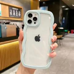 iphone12promaxケース カーバー TPU 可愛い　波型　　お洒落　軽量  耐衝撃高品質ライトブルー
