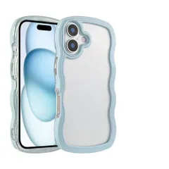 iphone16plusケース カーバー TPU 可愛い　波型　　お洒落　軽い ケース 耐衝撃高品質ライトブルー