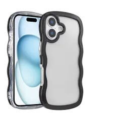 iphone16ケース カーバー TPU 可愛い　波型　　お洒落　軽い ケース 耐衝撃高品質　ブラック