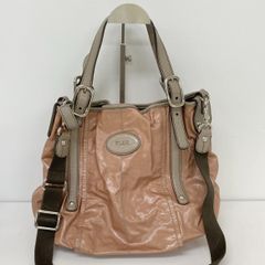 TOD'S トッズ 2WAY トートバッグ/ショルダーバッグ ピンク系 コーティングキャンバス/レザー シルバー金具[OG00491]