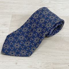 美品 HERMES/エルメス ネクタイ メンズ ネイビー系 ブルー系 総柄/幾何学模様[OV00101]