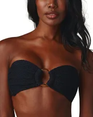 モンシー レディース 水着 トップのみ Montce Tori Bandeau Bikini Top Black Crochet ブラック