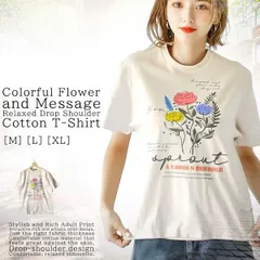 ☆NEW！☆カラフル　ローズ　英文字　メッセージ プリント ゆったり Tシャツ【綿】【M】【L】【XL】