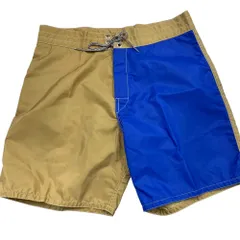 未使用/経年保管 BIRDWELL バードウェル BEACH BRITCHES ビーチ・ブリッチズ アメリカ製 ボードショーツ ベージュ ブルー サイズ34 タグ劣化 C17063RK