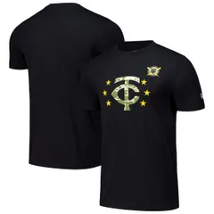 ニューエラ メンズ トップス Tシャツ Mens New Era Black Minnesota Twins 2024 Armed Forces Day TShirt Black ブラック