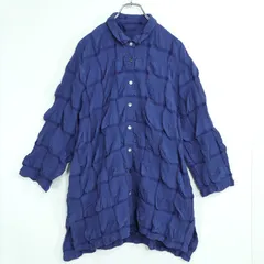 Onyvua オニヴァ★ふくれ織り♪シャツワンピース チュニック サイズF 前開き 紺系 無地 z22727