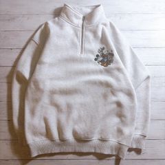 【人気デザイン】Disney Half-Zip Sweatshirt ディズニー ホワイト ミッキーマウス ミニー ハーフジップ スウェット トレーナー 古着 #D7314