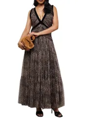 ウエアハウス レディース トップス ワンピース チュール ベルベット マキシ Warehouse Velvetrim Leopard Tulle Maxi Dress Animal アニマル