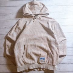 【総柄デザイン】adidas Hoodie アディダス アイボリー ベージュ 幾何学模様 総柄 オリジナルス パーカー 古着 #A3671