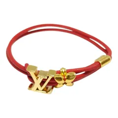 LOUIS VUITTON ルイヴィトン ブレスレット レッドゴールド 中古 AB M8532Z レザー GP レディース メンズ ユニセックス アクセサリー ブランドジュエリー ロゴ モチーフ