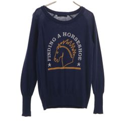 VENERTA KNITWEAR ヴェネルタニットウェア ホース 長袖 ニット 1 ネイビー セーター 馬 レディース 古着