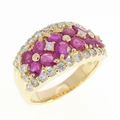 K18YG フラワー ルビー リング 0.75CT