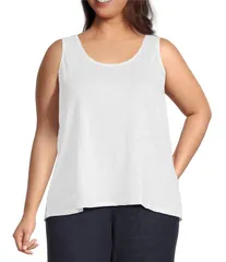 エイリーンフィッシャー レディース トップス シャツ プラスサイズ ノースリーブ ニット リネン Eileen Fisher Plusize Texture Organic Linen Knit Sc