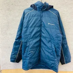 SK6-96  チャンピオン ユーロ古着 XS フード付 中綿 ナイロン ジャケット 紺 Champion メンズ