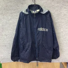 SK5-117  アディダス ユーロ古着 M 万国旗タグ 背面ビッグロゴ ナイロンジャケット 紺 ADIDAS メンズ