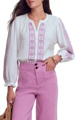 ボーデン レディース トップス シャツ コットン Boden Camille Double Cloth Cotton Top Whitembroidered ホワイト