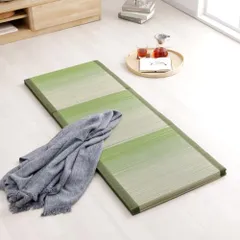 マットレス い草 ラーデ 三つ折りマット 約60×150cm グリーン 長座布団 イケヒコ ごろ寝マット 30mm厚ウレタン 折りたたみ フローリング対応 #1123180128070