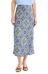 ニックプラスゾーイ レディース ボトムスカート NICZOE Filigree Tile Slip Skirt Blue Multi ブルー