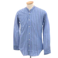 【中古】ベヴィラクア BEVILACQUA コットン バンドカラー カジュアルシャツ ブルー【サイズXS】【メンズ】